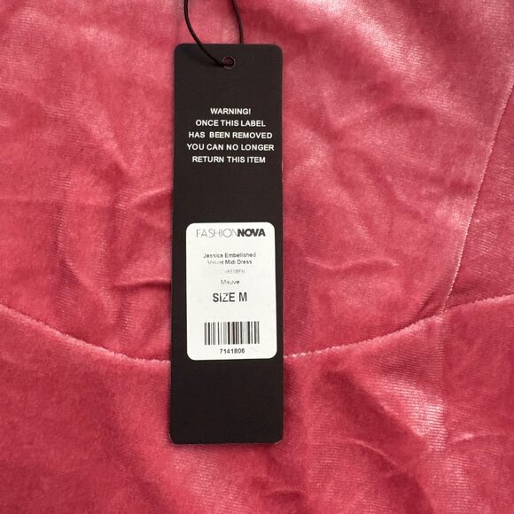 Jessica Embellished Velvet Midi Dress Size M Mauve With Rhinestone Trim - Picture 6 of 12